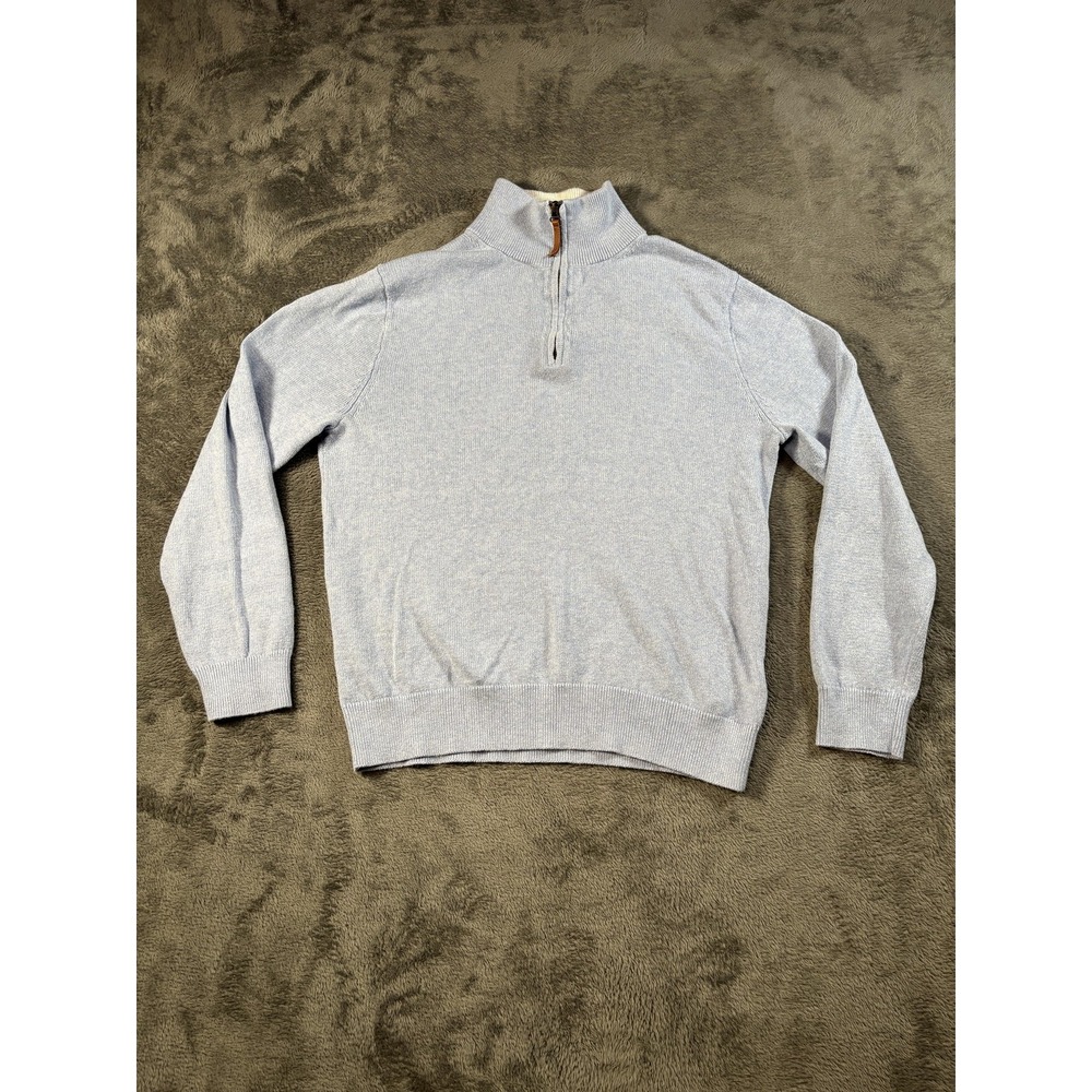 J.Crew Sweater Mens Small Blue 1/4 Zip Mock Neck Cotton Knit Pullover Soft